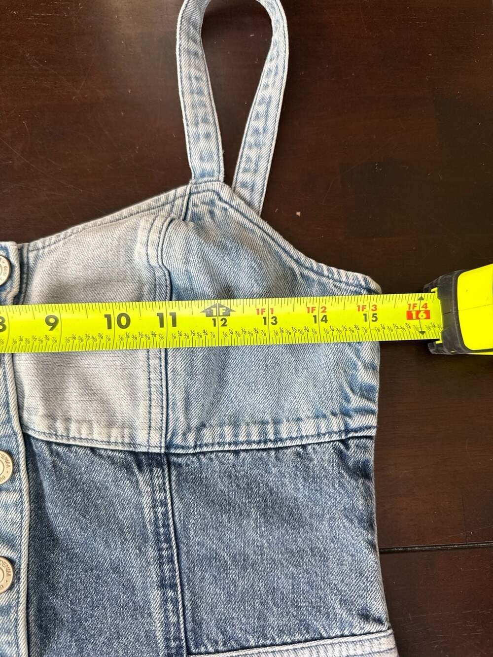 Gap Patchwork Denim Bustier Corset Top Button Fro… - image 8